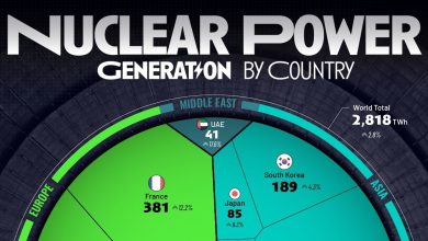 کشورهای با بیشترین برق هسته‌ای در ۲۰۲۴
