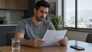 مرد جوان در حال بررسی جواب آزمایش خون و هماتوکریت بالا
